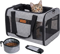 YUNIQUE Soft-Sided Cat & Dog Carrier for Pets Up to 15 Lbs - grey