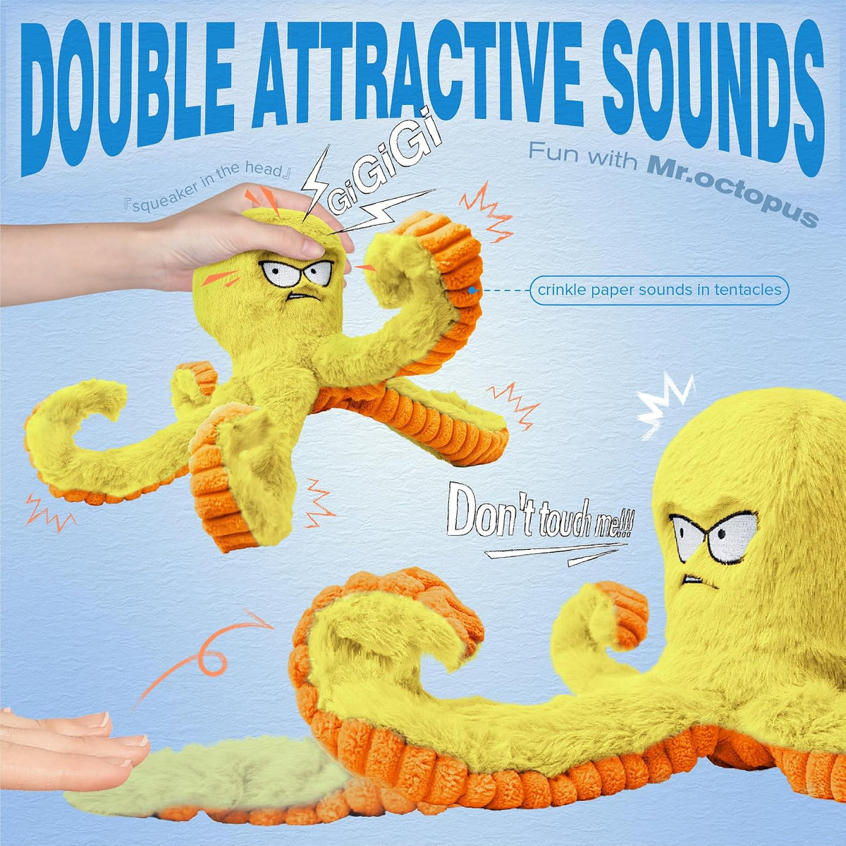 LEGEND SANDY Tough Dog Toys - 1 Pack Yellow Octopus - image 2