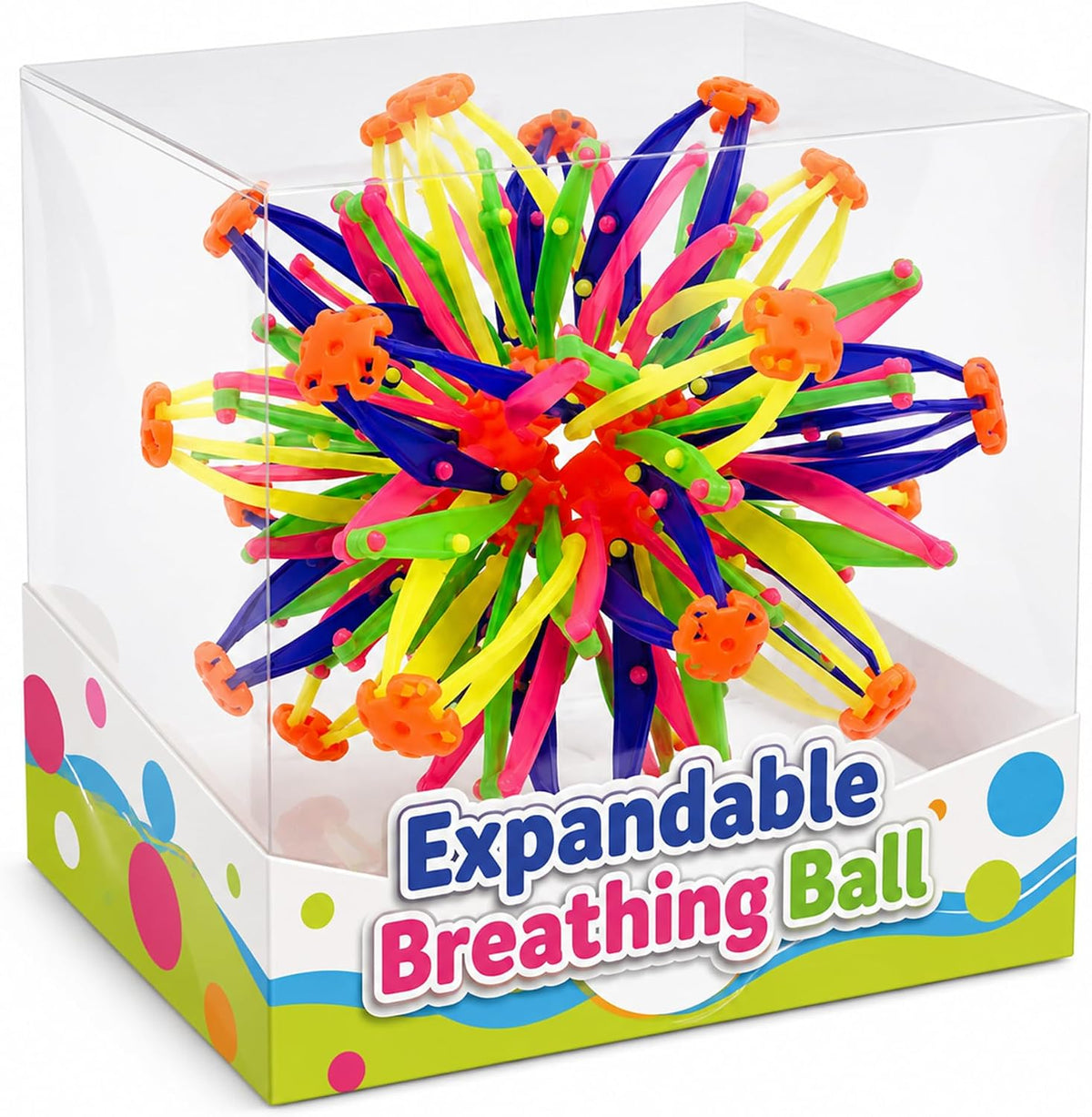 DIMROM expandable breathing ball sphere in bright colors opened to full size