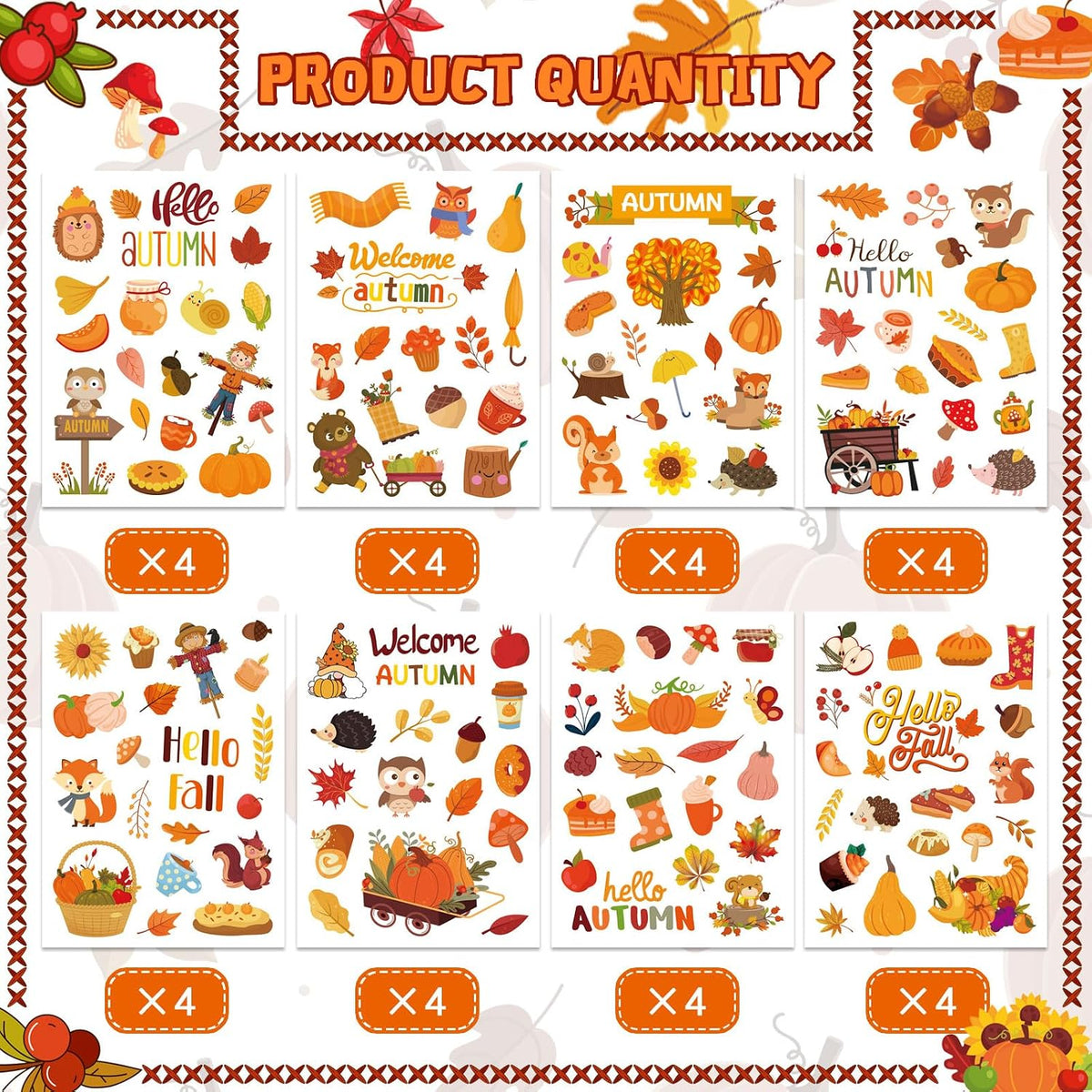 DUJAA 640-piece fall stickers for kids with pumpkins, leaves and scarecrows - view 27