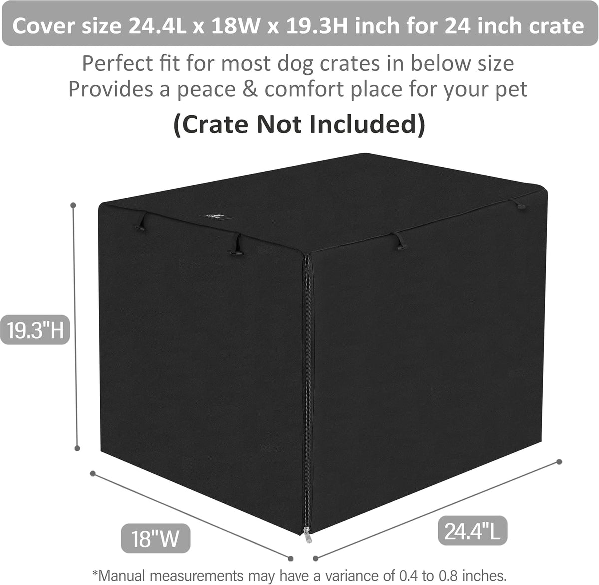 X-ZONE PET Dog Crate Cover Waterproof Kennel Cover - 24.0"L x 18.0"W x 20.0"H / Black - image 3
