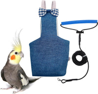 VANFAVORI Bird Diaper Flight Suit with 80-inch Leash, M Size - Denim