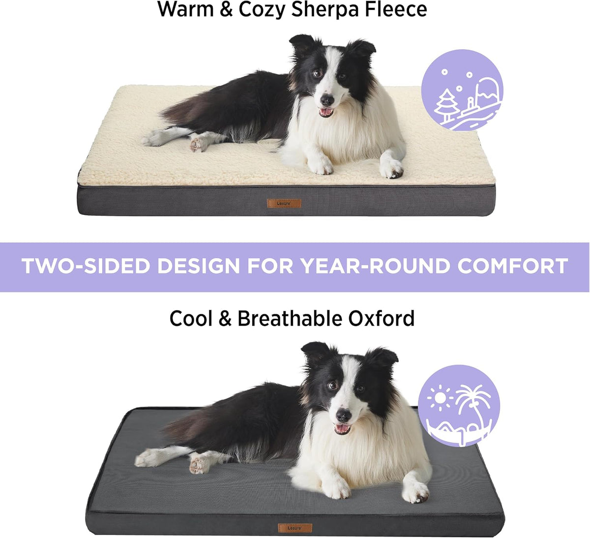 LE SURE Waterproof Dog Bed Cover Replacement - XX-Large / Grey-Sherpa / Sherpa, Oxford fabric - image 4