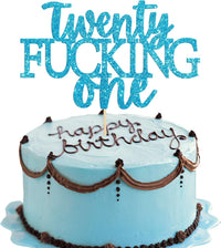 Gyufise black glitter 21st birthday cake topper on a food-grade pick - view 4