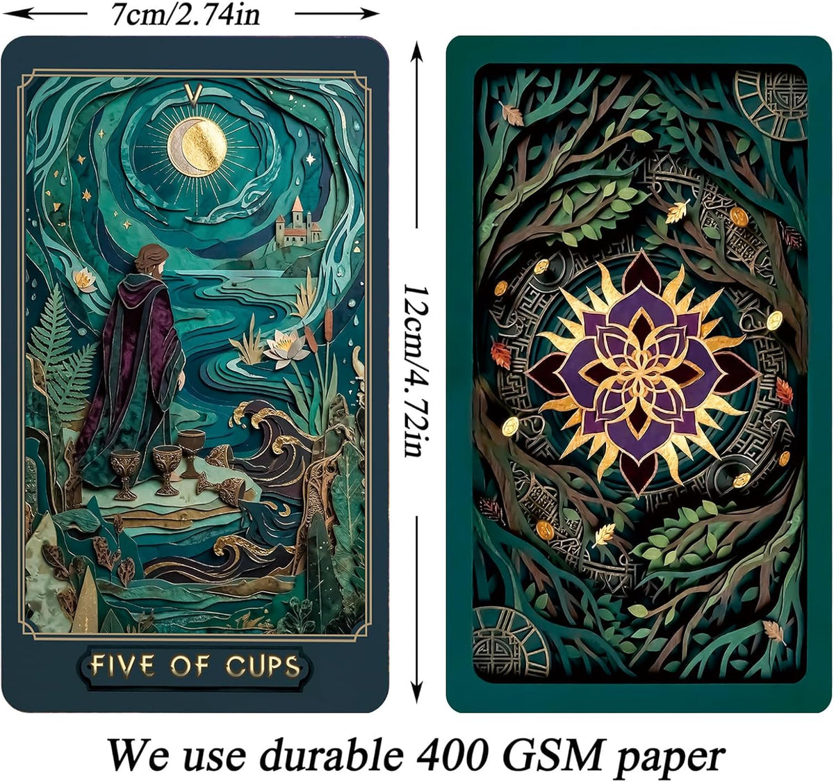 sishui Gilded Age Tarot Deck with Guidebook - Teal and Gold - image 2