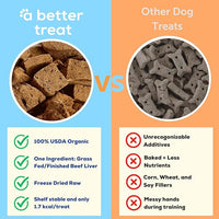 A Better Treat – Organic, Freeze Dried, Single Ingredient, 100% Grass Fed and Finished Beef Liver Dog Treats, Cat Treats | Natural Healthy | Grain Free, High Protein, Diabetic Friendly | Made in USA