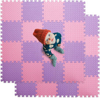 16 Tiles Foam Play Mat, Soft & Safe EVA Foam Mats for Floor - Pink/Purple