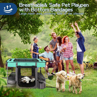 ROMANTIC BEAR Dog Playpen, Foldable Pet Puppy Cat Playpen, L - Green / Small(27"x21"x17") - image 3