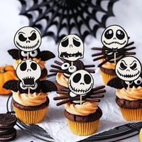 24 PCS Halloween Bat Cupcake Toppers Black Glitter Bat Cupcake Picks - Pattern B9 - image 4
