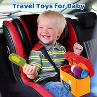 KMUYSL Baby Toys 6-12 Months, My First Tools Plush Toys -4 Pcs Sensory Playset Soft Toys with Squeaker Crinkle for 6-9-12 Months Newborn Infant, Birthday Christmas Gifts for Boys Girls