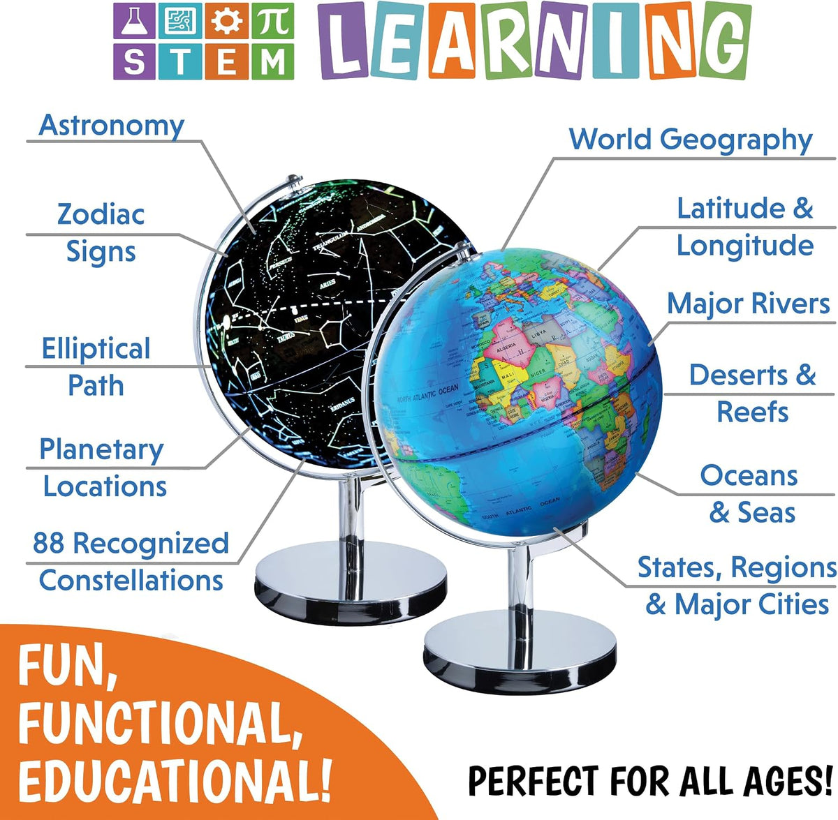 USA Toyz Illuminated World Globe with Stand - 9" Diameter - image 2