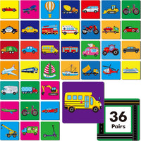 Hebayy 72 PCS Memory Matching Game - Vehicle