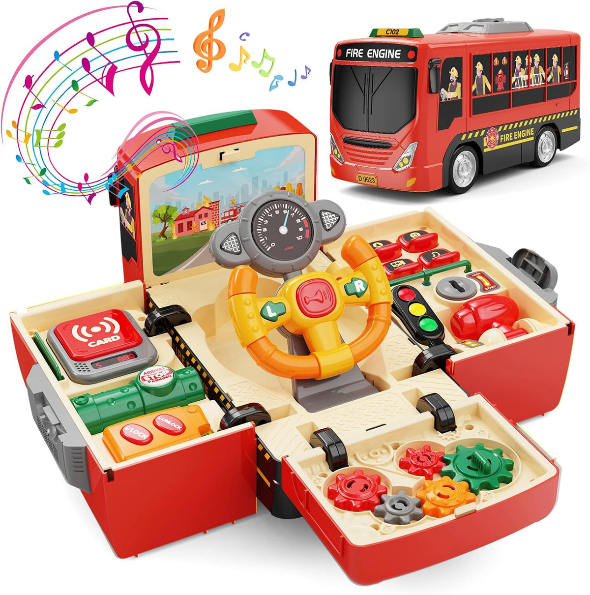HONGTUO School Bus Toy with Sound and Light - Fire Toy