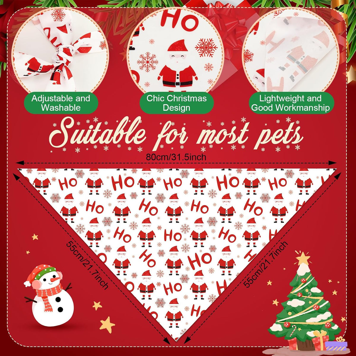 Chunful 100 Pcs Fall Dog Bandanas Bulk Maple Leaf Print Autumn Pet - Red white / 31.5 x 21.7 x 21.7" - image 3