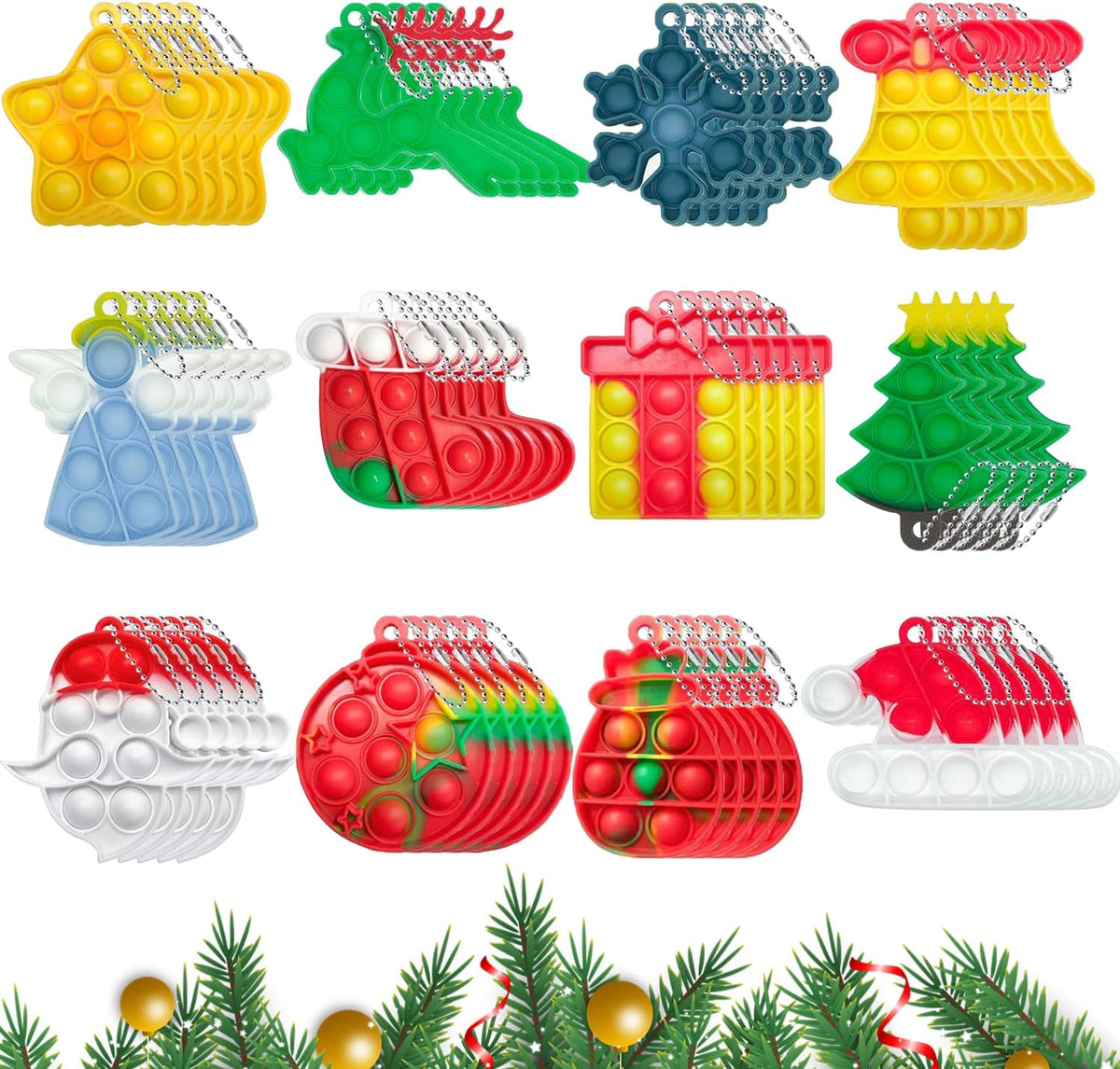 30Pcs Halloween Mini Pop Keychain Fidget Toy - D: Christmas 60