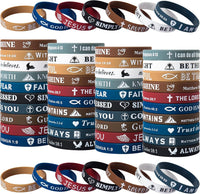 Bible Verse Bracelets – 80 Pcs Bulk Jesus Silicone Wristbands – Fun for Kids & Family - Dark Color