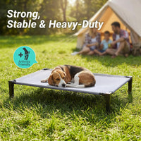 Elevated Outdoor Dog Bed, Raised Dog Bed with Steel Framed 42in – Essentials for Dogs - Grey / 35"L x 25"W x 7.5"H - image 4