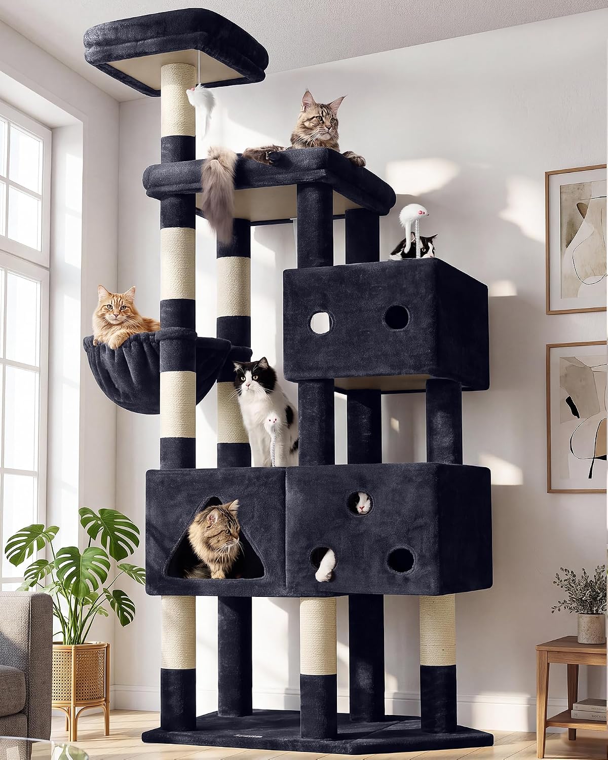 Globlazer Extra Large Cat Tower for Big Cats 20 lbs, F81 - 81 inch / Dark Grey
