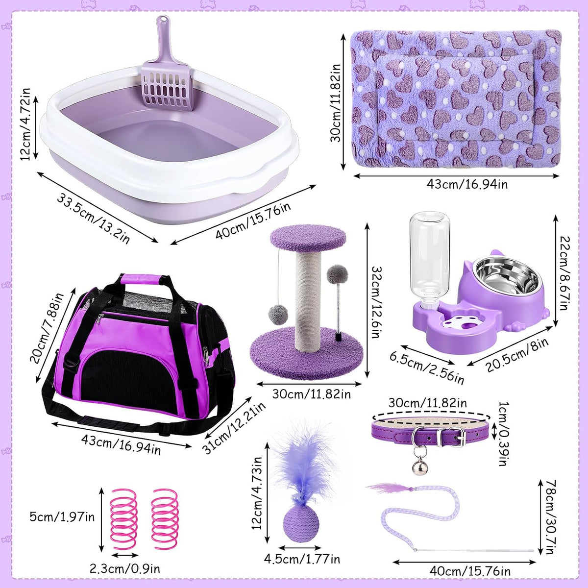 Eccliy 10 Pcs Kitten Starter Kit for Indoor - Cute / Medium / Purple - image 2