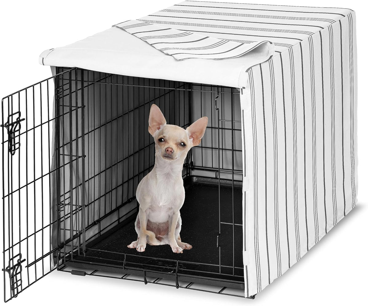 Sweet Jojo Designs 24in. Small Dog Crate Cover Pet Cage - White and Grey Stripe / 24.0"L x 18.5"W x 20.0"H