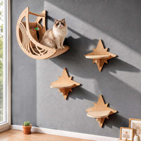 Moon & Star Cat Wall Shelves - Beige / M