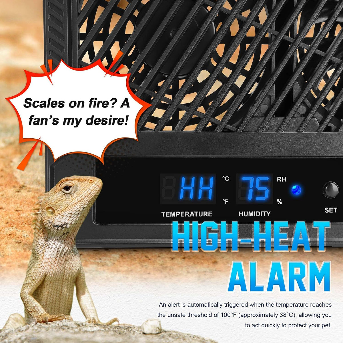 Reptile Ventilation Fan with Humidity Sensor and High-Temp Alarm - Dual fan - image 4