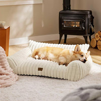 Bedsure Cute Dog Couch for Large Dogs- Fluffy Pet Sofa, Dog Couch Bed with Removable, Washable Cover, Supportive Pet Bed, 36inch, Cream