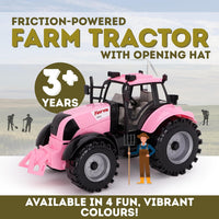 ToylandⓇ Friction Powered Farm Tractor with Opening Bonnet - Pink - image 2
