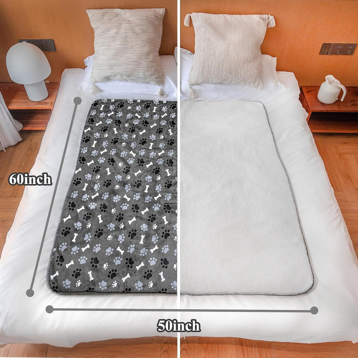 Waterproof Dog Blanket 60x50 Inches - Grey | Bone / Large (60x50) - image 4