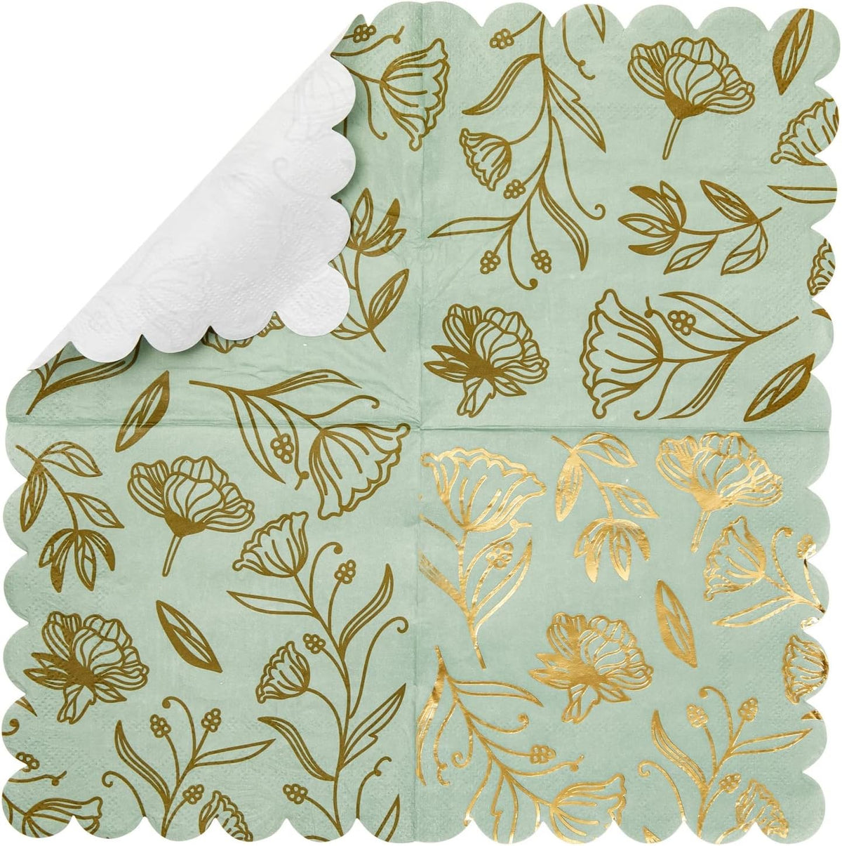 Sparkle and Bash It's a Boy Napkins, Blue & Gold Foil, 3-Ply - Sage Green / 5 x 5 Inches - image 3