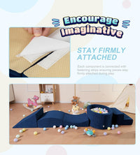 Elftopia foam climbing blocks with ball pit, stair climber and triangle wedge in beige - view 16