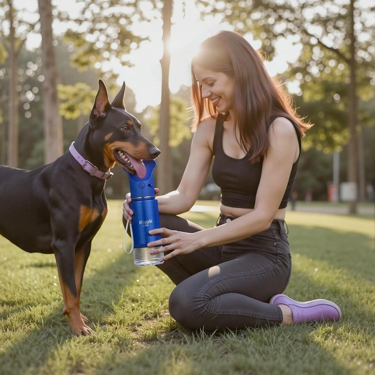 Stainless Steel Dog Travel Water Bottle - Cobalt - image 4