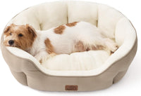 Bedsure Small Dog Bed Washable, Round Cat Beds for Indoor Cats - 28"L x 24"W x 8"Th / Camel