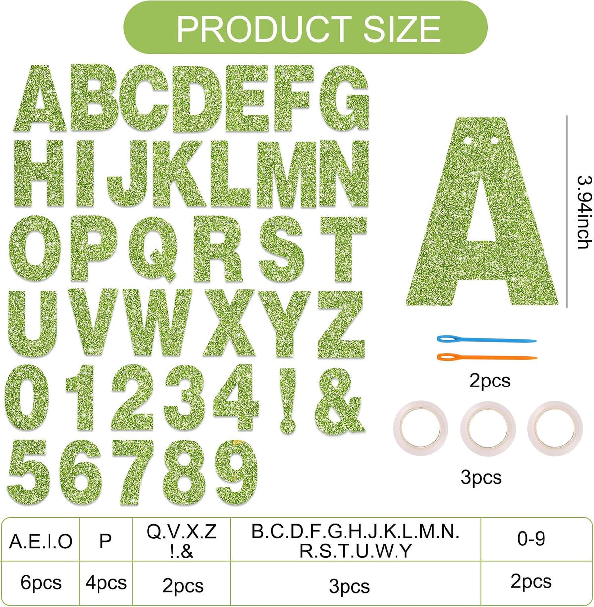 BEISHIDA 116 PCS A-Z DIY Letter Custom Banner Birthday Party Decor – Fun for Kids & Family - Glitter Grass Green - image 2