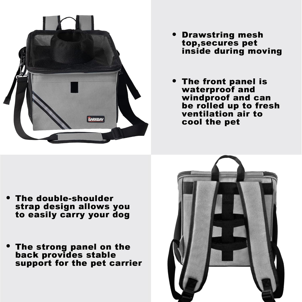 Pet Carrier Bicycle Basket Bag Pet Carrier/Booster Backpack for Dogs - Titanium / 10.6"L x 11.4"W x 11.4"H - image 4