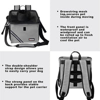 Pet Carrier Bicycle Basket Bag Pet Carrier/Booster Backpack for Dogs and Cats with Big Side Pockets,Comfy & Padded Shoulder Strap,Travel with Your Pet Safety（Titanium）