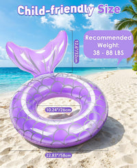 HeySplash Pool Floats Kids, Inflatable Swimming Rings – Fun for Kids & Family - C-Mermaid-Purple - image 2