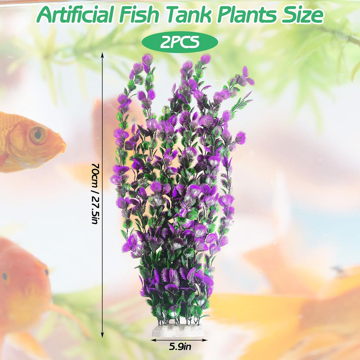 Aquarium Plastic Plants Extra Large Aquarium Plant 20.4-inch Tall - B*2 Pcs / 27.5 in - image 2