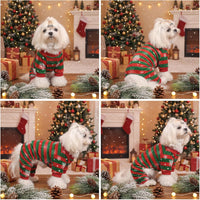 CuteBone Small Dogs Outfit Soft Puppy Onesies Pjs Christmas Dog - Stripe Snowflakes / Medium - image 2