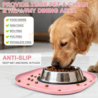 SMILOOL Waterproof Silicone Pet Food Mat with Raised Edge for Dog - Sakura Pink / 12"L x 12"W - image 2