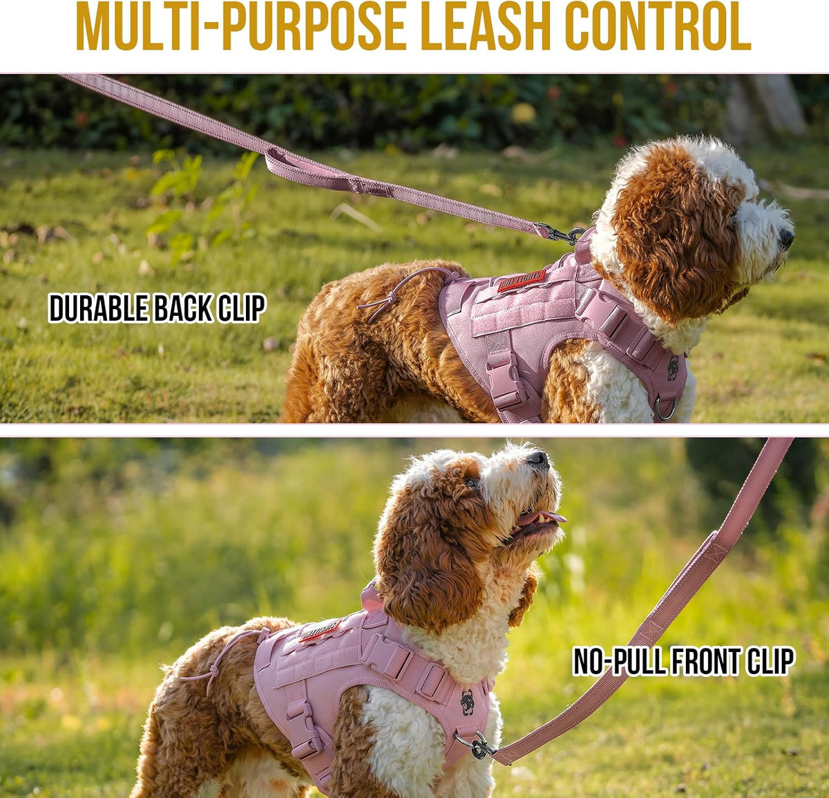 OneTigris Tactical Dog Harness No-Pull Service Vest for Medium Large - Medium / Pink - image 4
