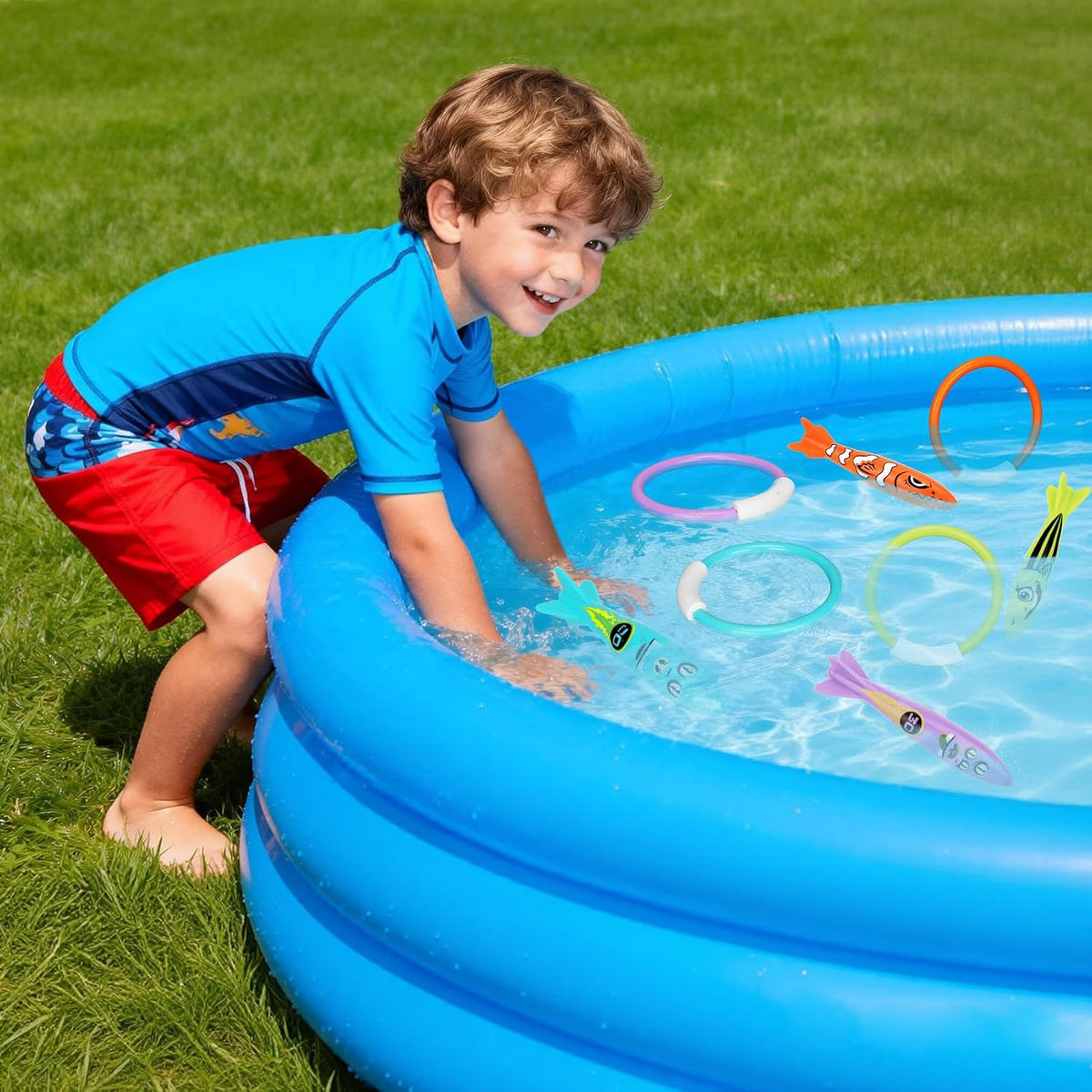 Korlon Tec Pool Toys for Kids Ages 4-8-12 - rings and torpedo - image 4