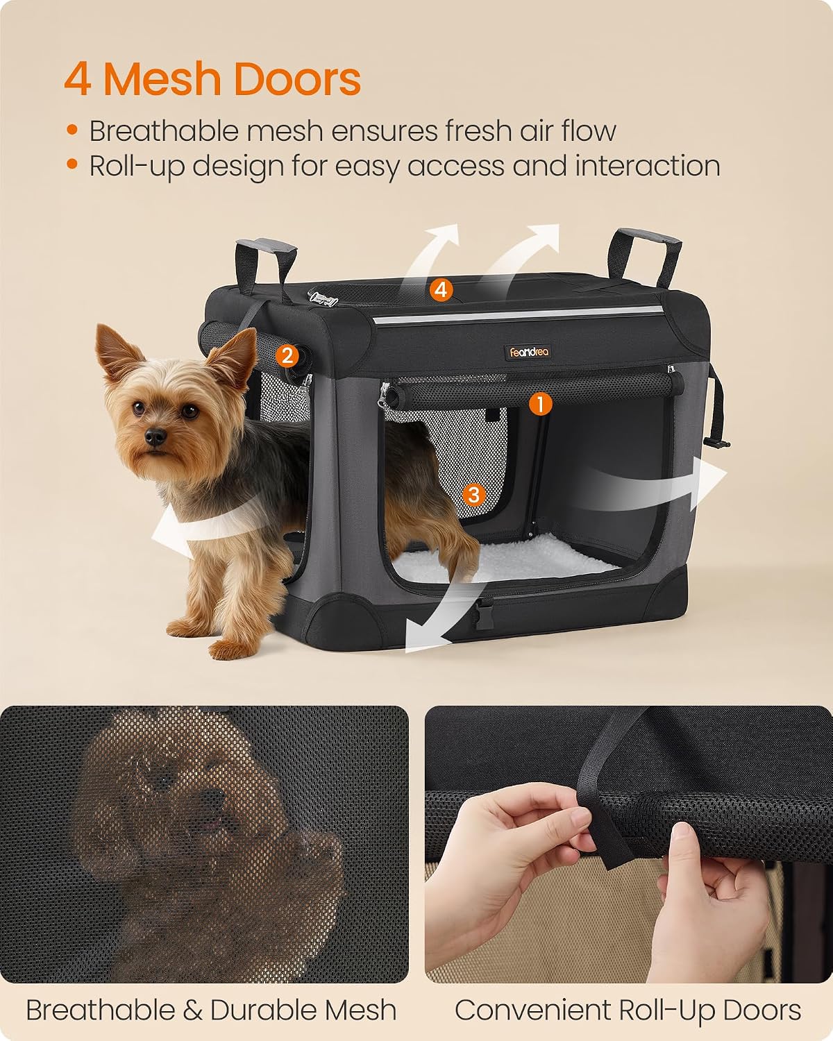 Feandrea Collapsible Dog Crate - S（20"L x 14"W x 14"H） - image 4