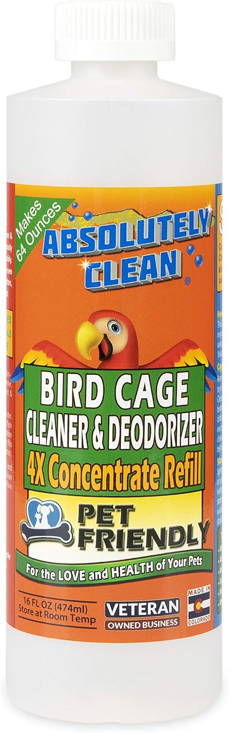 Absolutely Clean Amazing Bird Cage Cleaner and Deodorizer - 16 Fl Oz Concentrate (Makes 64oz)