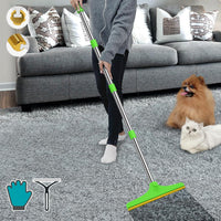 Carpet Rake for Pet Hair Removal, Reusable Carpet Scraper Broom – Essentials for Dogs - Green