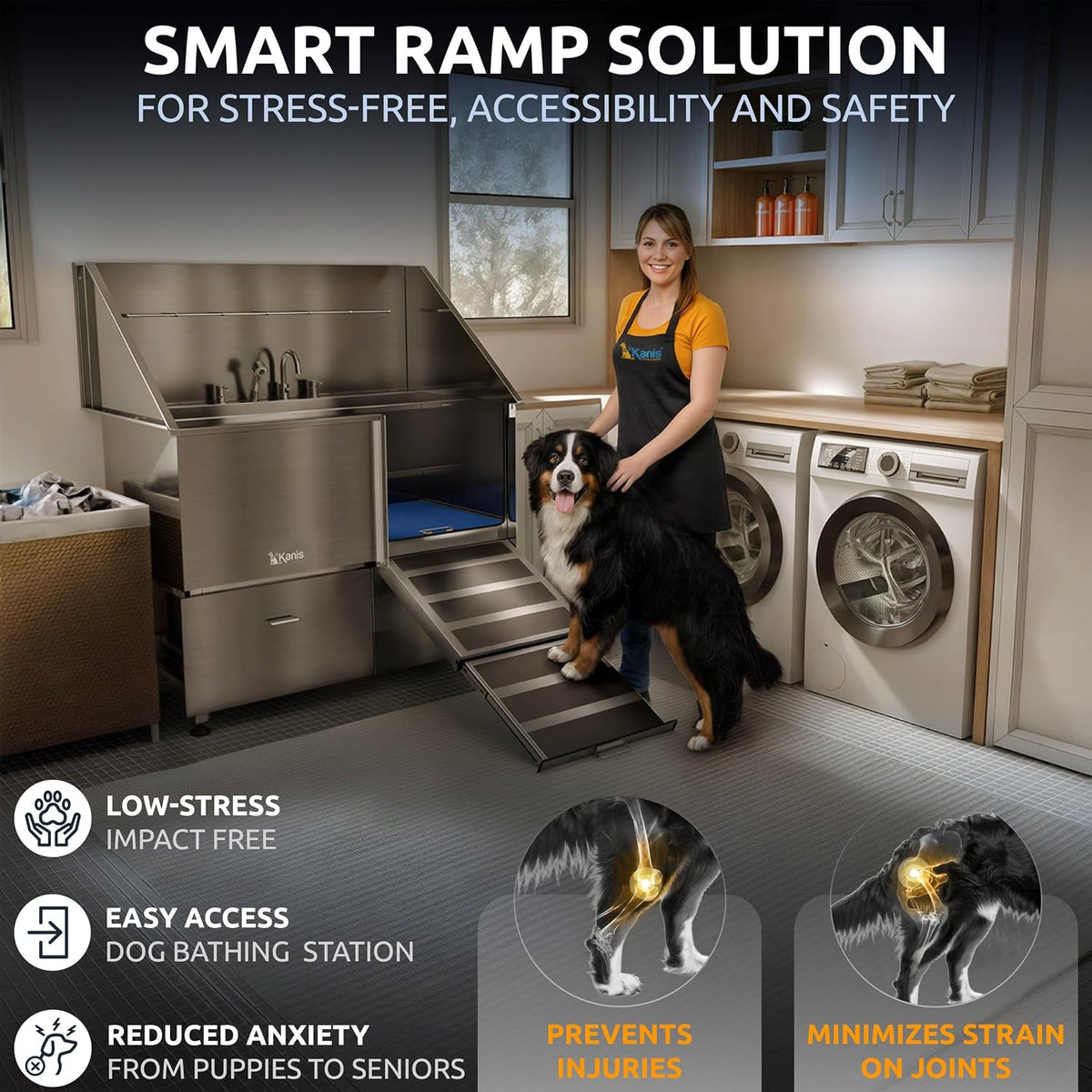 Professional Dog Washing Station 304 Stainless Steel Pets Grooming Tub – Essentials for Dogs - Silver, Right Ramp, 2 Drawer / 50 Inches - image 3