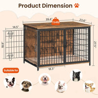MAHANCRIS Dog Crate Furniture with Cushion - 39.4"L x 23.6"W x 27.5"H / Rustic Brown - image 3