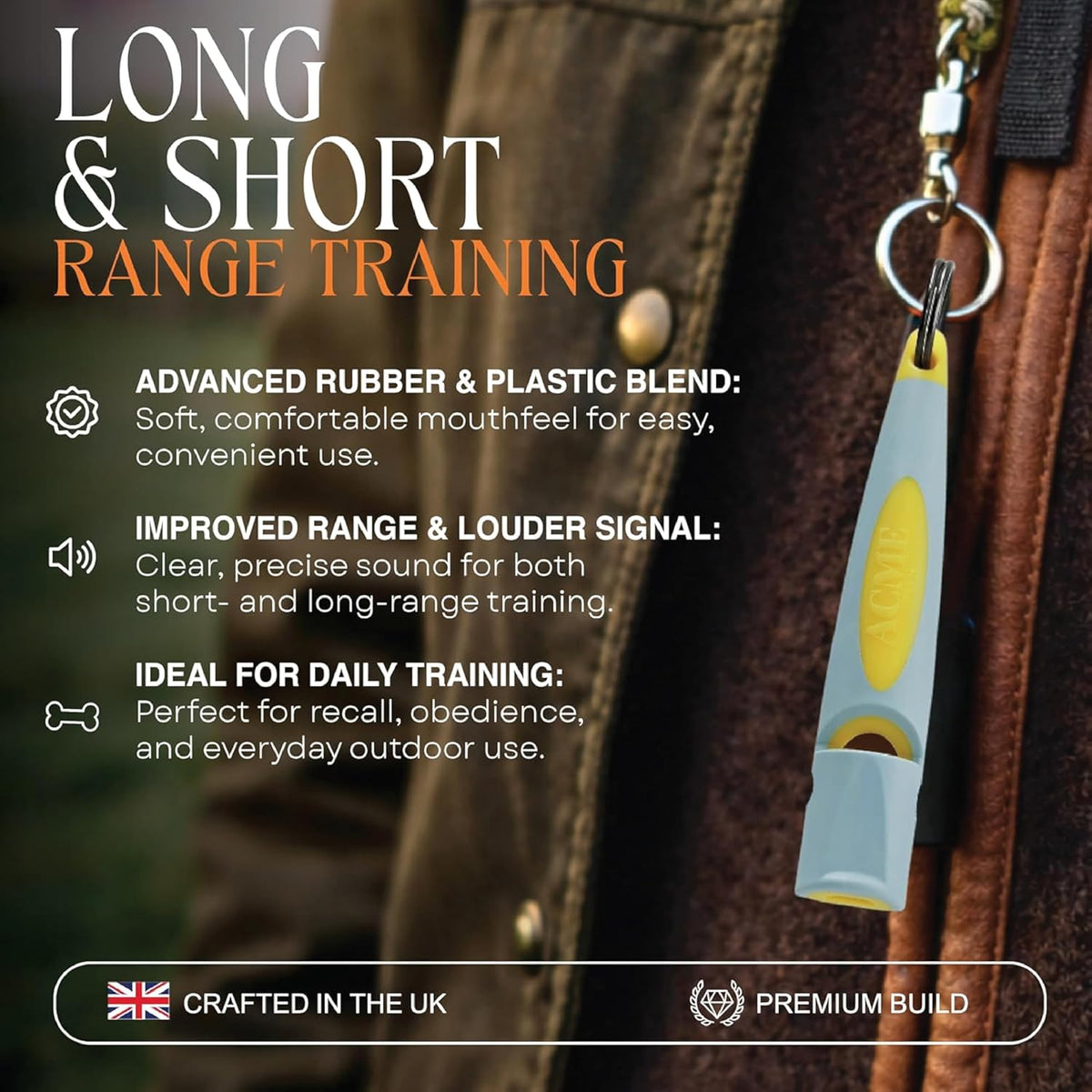 ACME Alpha 210.5 Dog Training Whistle with Enhanced Ergonomic Grip. - Baby Blue on Yellow - image 3