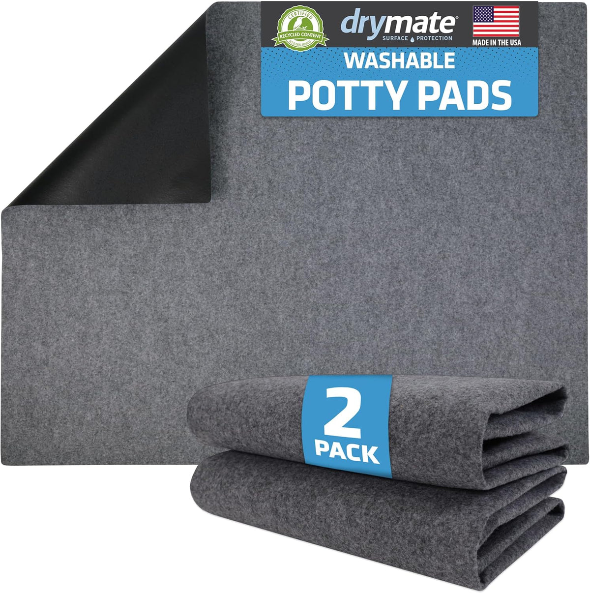 Drymate 2-Pack Washable Pee Pads for Dogs, 29x36 - 29" x 36" (2-Pack) / Light Grey