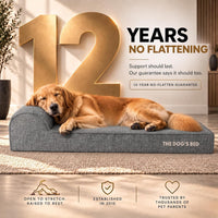 The Dog’s Bed Orthopedic Memory Foam Dog Bed with Headrest XL 6-Inch – Essentials for Dogs - Grey Linen / XL (46"L x 28"W x 4"Th) - image 3